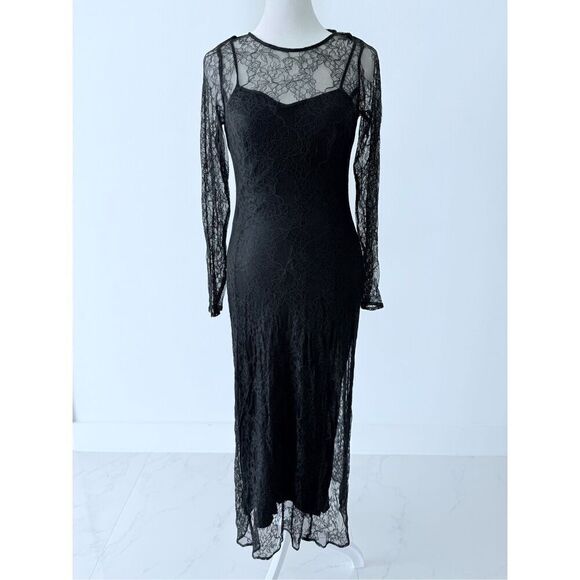 Zara Lace Overlay Maxi Dress Sz XS - Picture 4 of 10